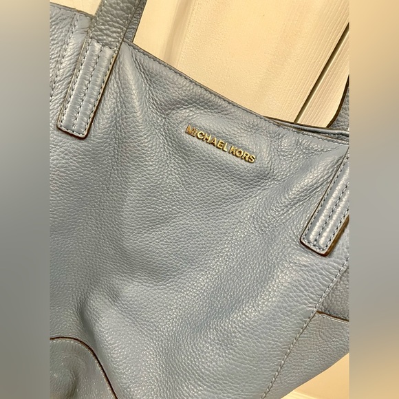 Michael Kors Light Blue Pebbled Leather Tote - Picture 6 of 7
